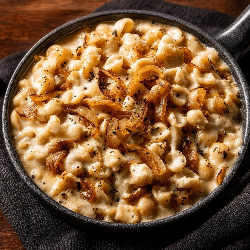 Bacon and Carmalized Onion Mac.